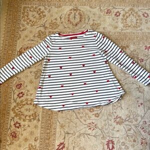 Women’s Black and red striped swing shirt with red hearts